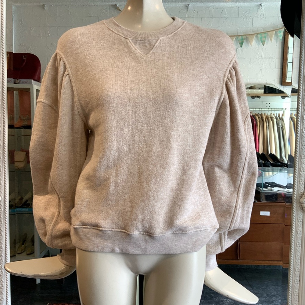 Ulla Johnson Blush Pink Crewneck Puff Sleeve Sweater